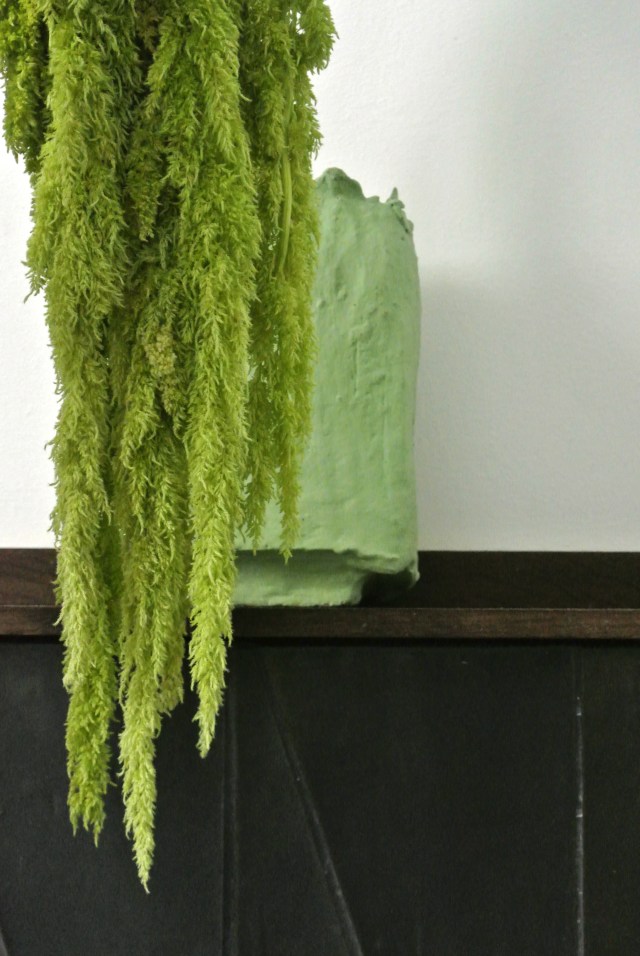Lichen-green vase w Amaranth flower 1
